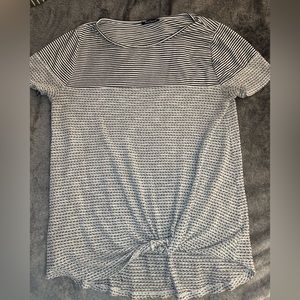 Pink Clover Denver Mixed Material Knot Front Knit Top